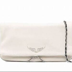 Zadig & Voltaire Cream Leather Clutch with Chain